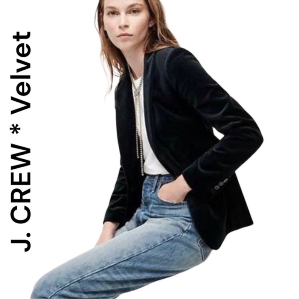 J. Crew Black Velvet Tailored Blazer